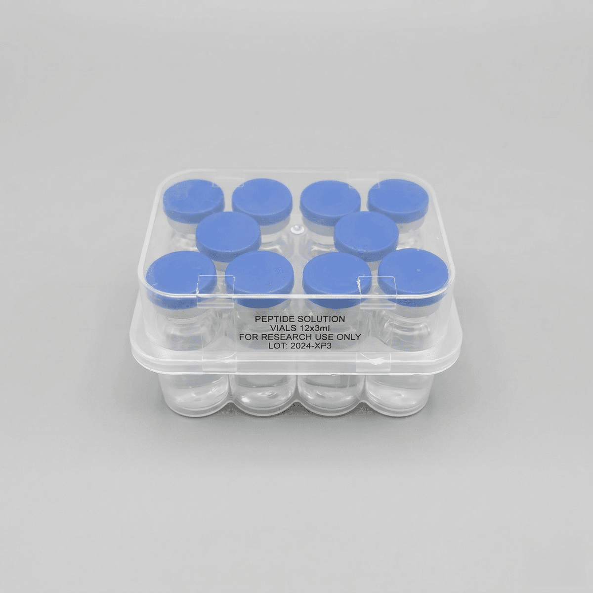 hard plastic case for 6 peptide vials secure transport pharmaceutical packaging