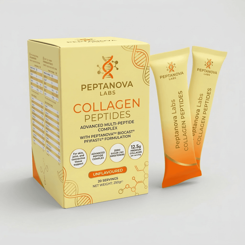 peptide sachet with branded secondary box subscription packaging