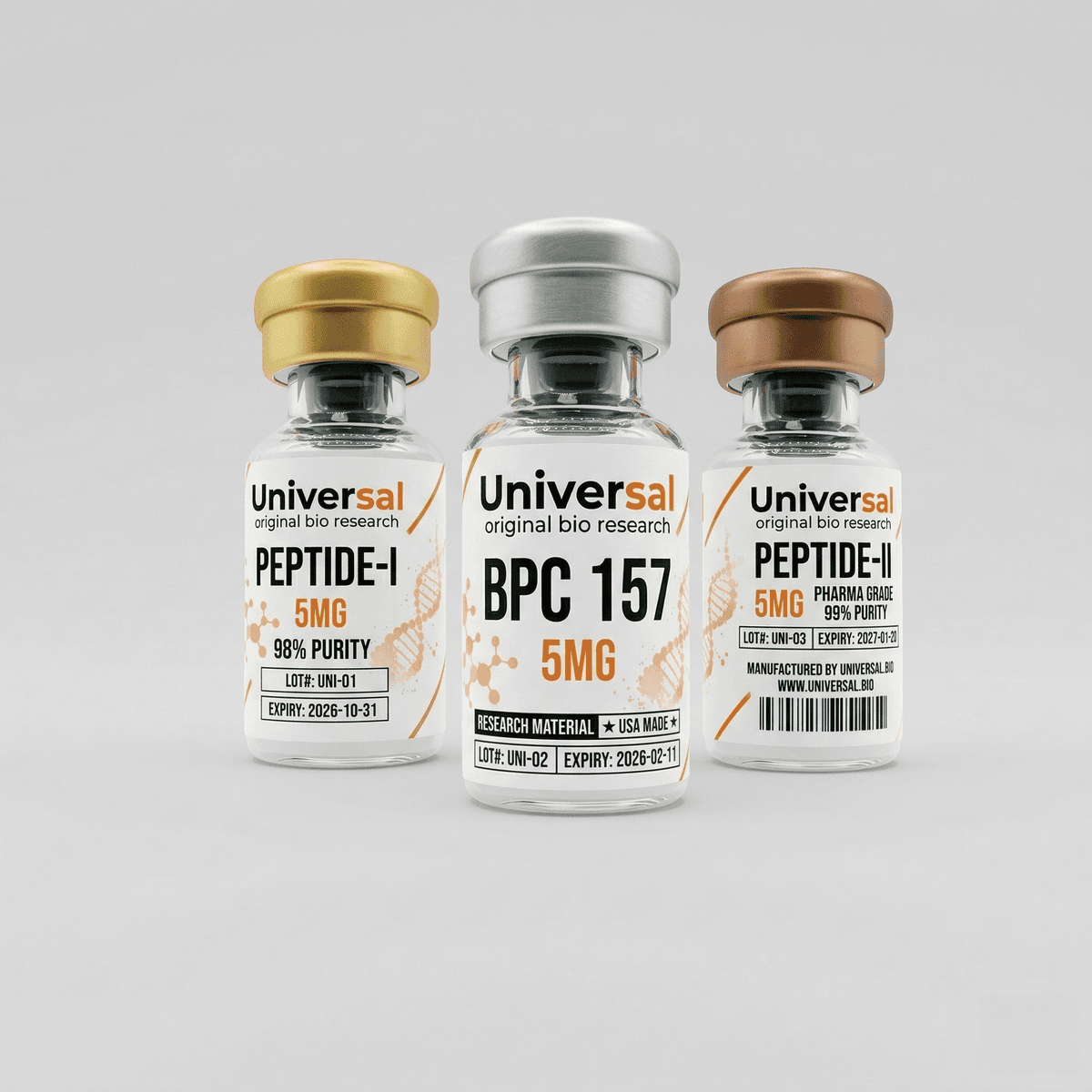 Peptide vials with blister tray packaging