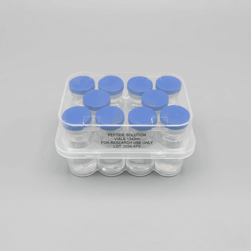 hard plastic case for 6 peptide vials with tamper seal pharmaceutical